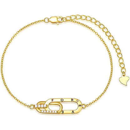 S925 Mother And Daughter Forever Linked Together Circle Bracelet