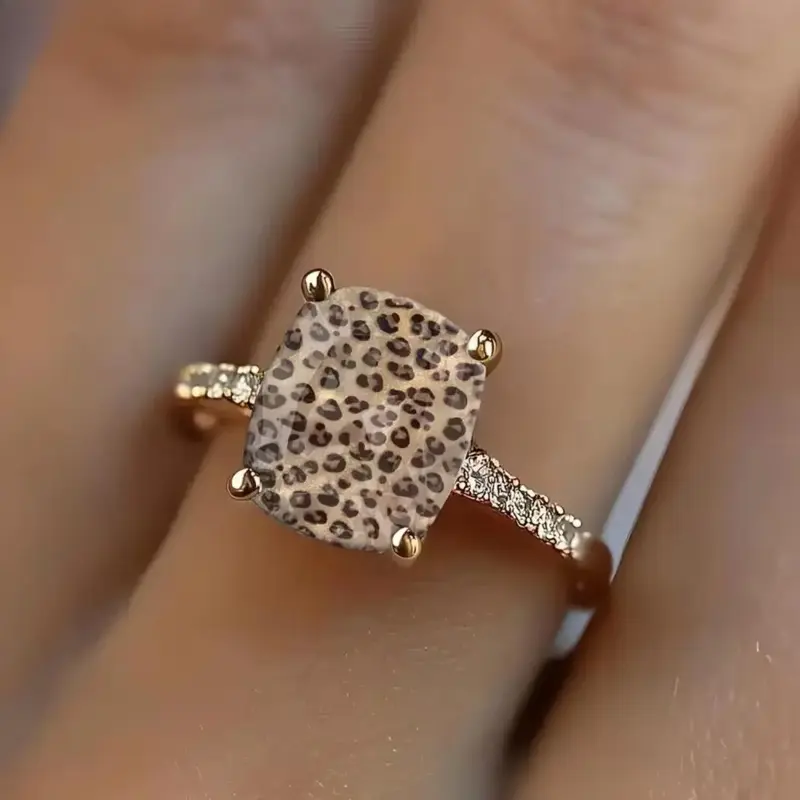 Unisex Adjustable Leopard Print Statement Ring