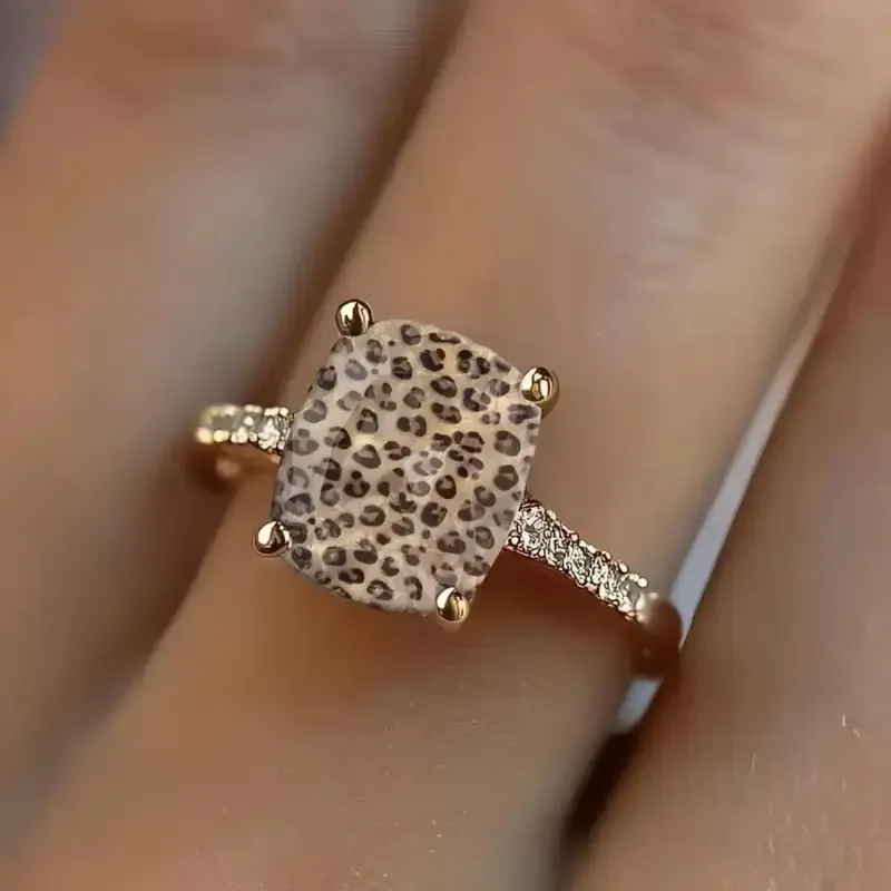 Unisex Adjustable Leopard Print Statement Ring