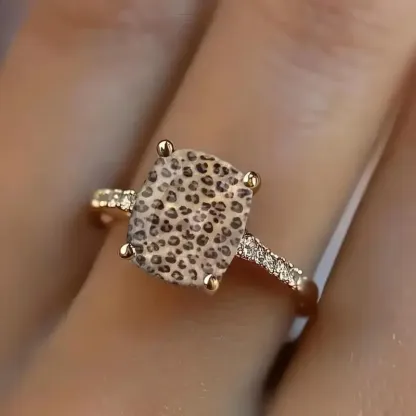 Unisex Adjustable Leopard Print Statement Ring