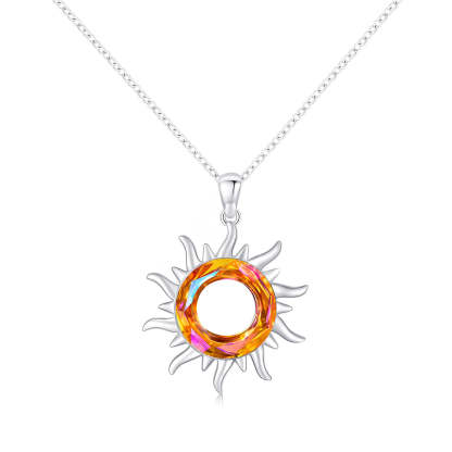 For Daughter - S925 Don't Let Anything Dim Your Shine Crystal Circle Sun Necklace
