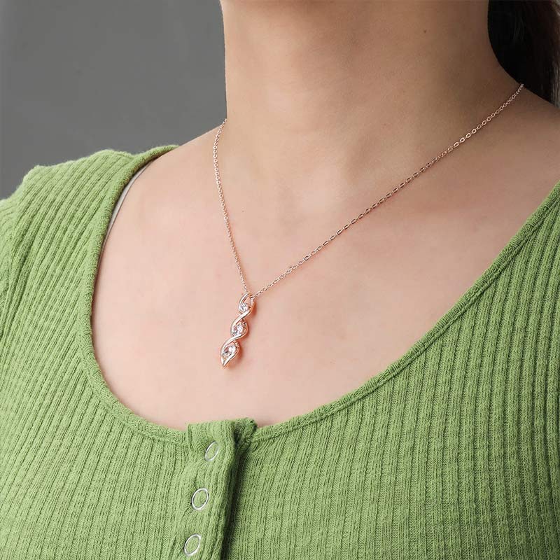 For Mother - S925 Thanks for Sharing Your DNA Three Diamond Spiral Necklace