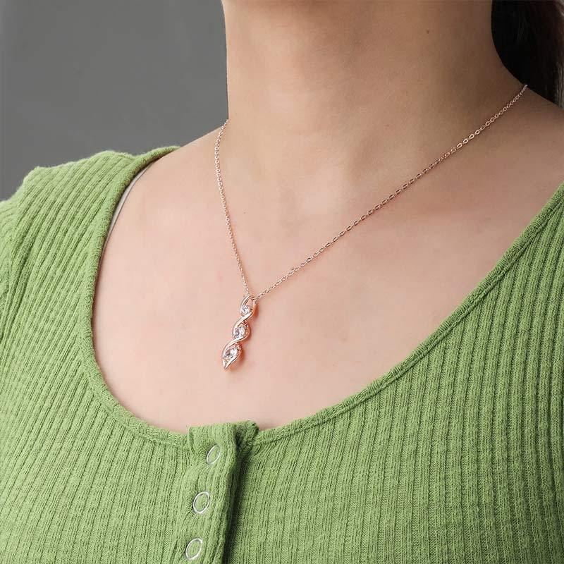 For Mother - S925 Thanks for Sharing Your DNA Three Diamond Spiral Necklace