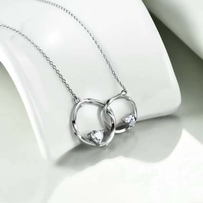 For Granddaughter - S925 The Love Between A Grandmother and Granddaughter is Forever Linked Circle Heart Necklace