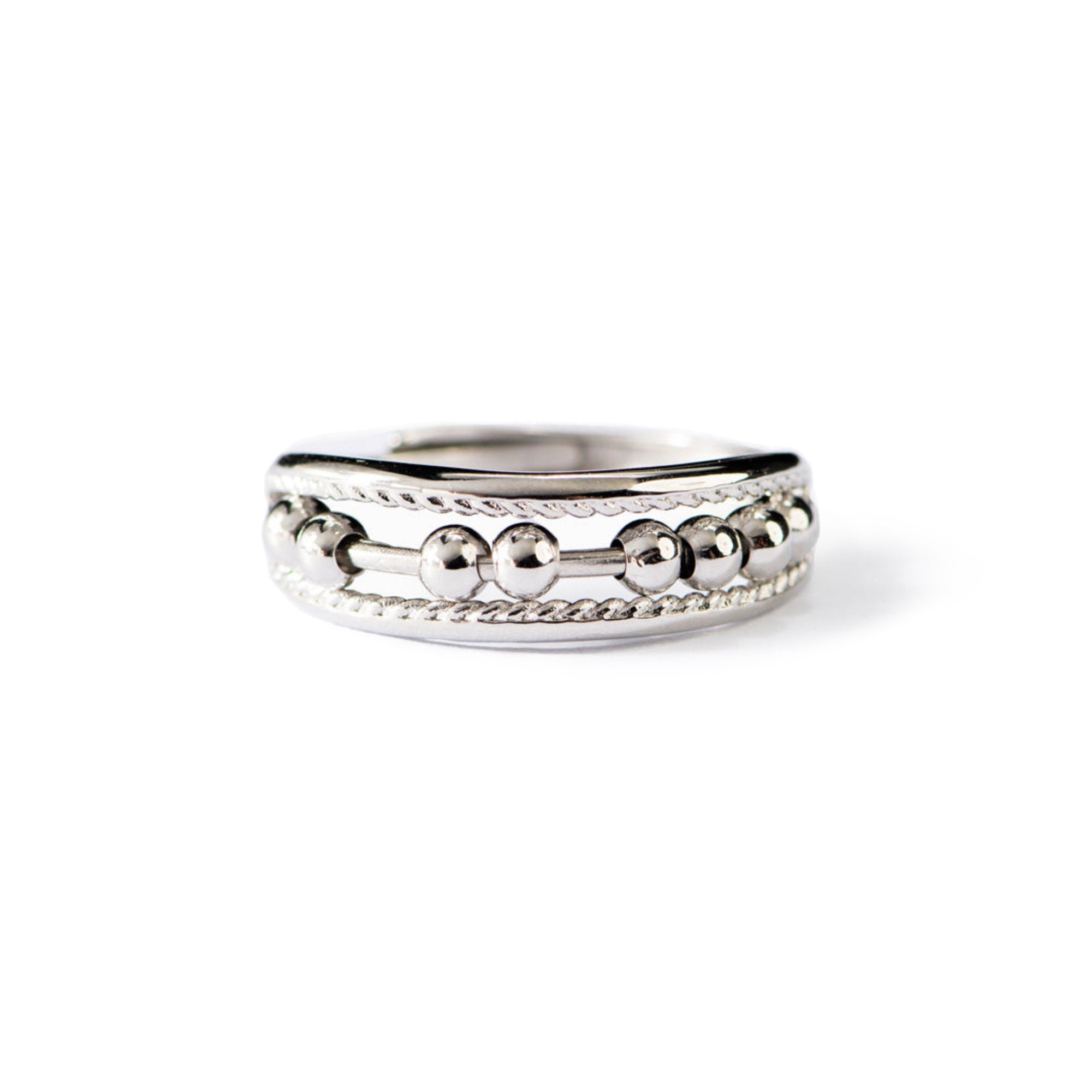 For Daughter - S925 Drive Away Your Anxiety Two Layer Beads Fidget Ring