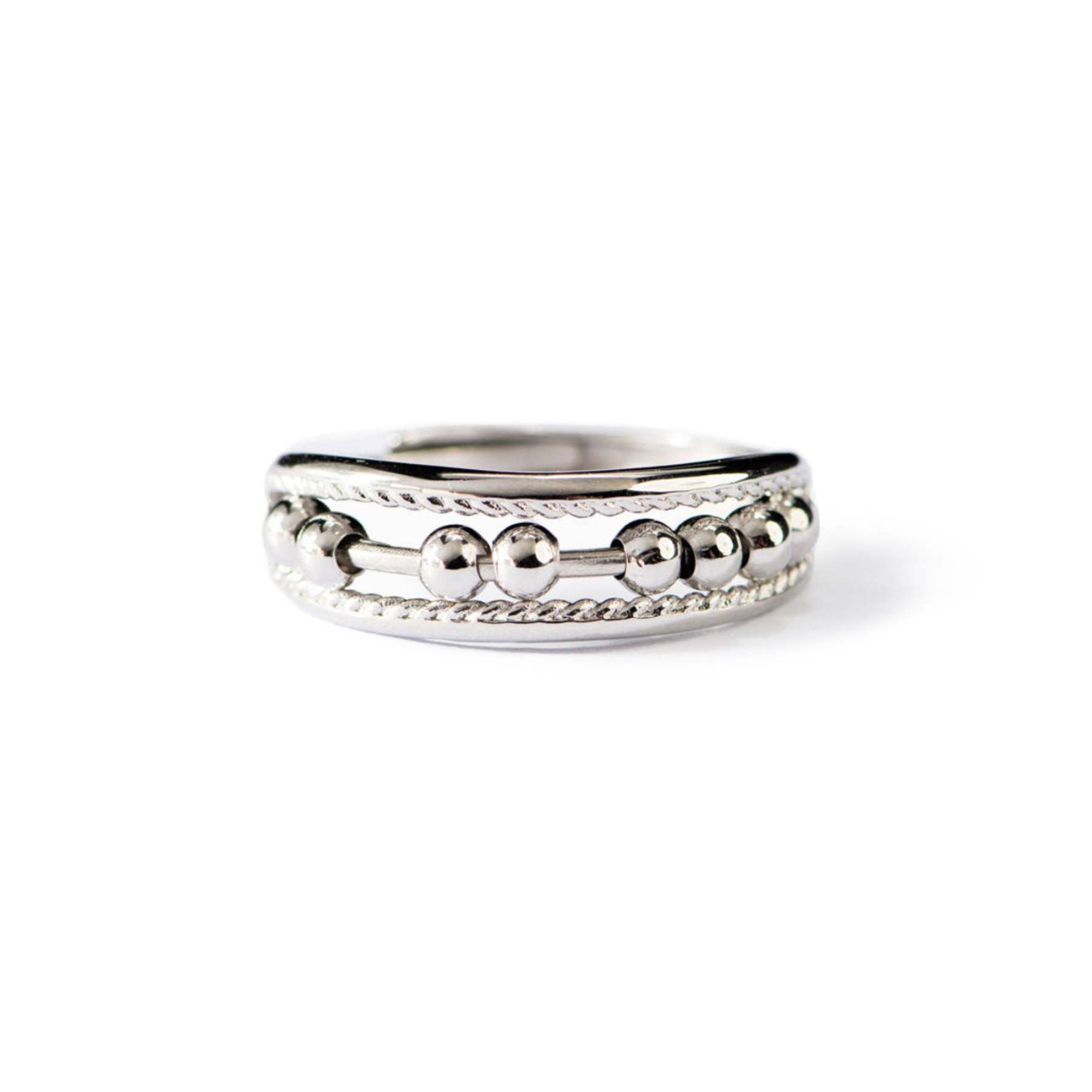 For Daughter - S925 Drive Away Your Anxiety Two Layer Beads Fidget Ring