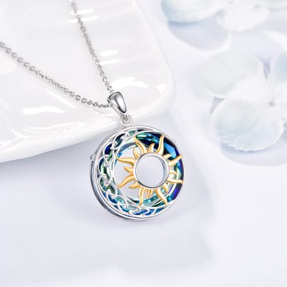 S925 Moon And Sun Crystal Circle Necklace