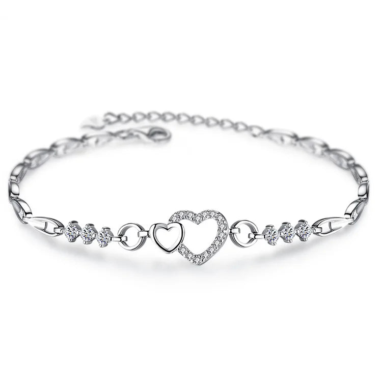 S925 Mother & Daughter Big Heart and Little Heart Bracelet