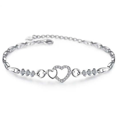 S925 Mother & Daughter Big Heart and Little Heart Bracelet