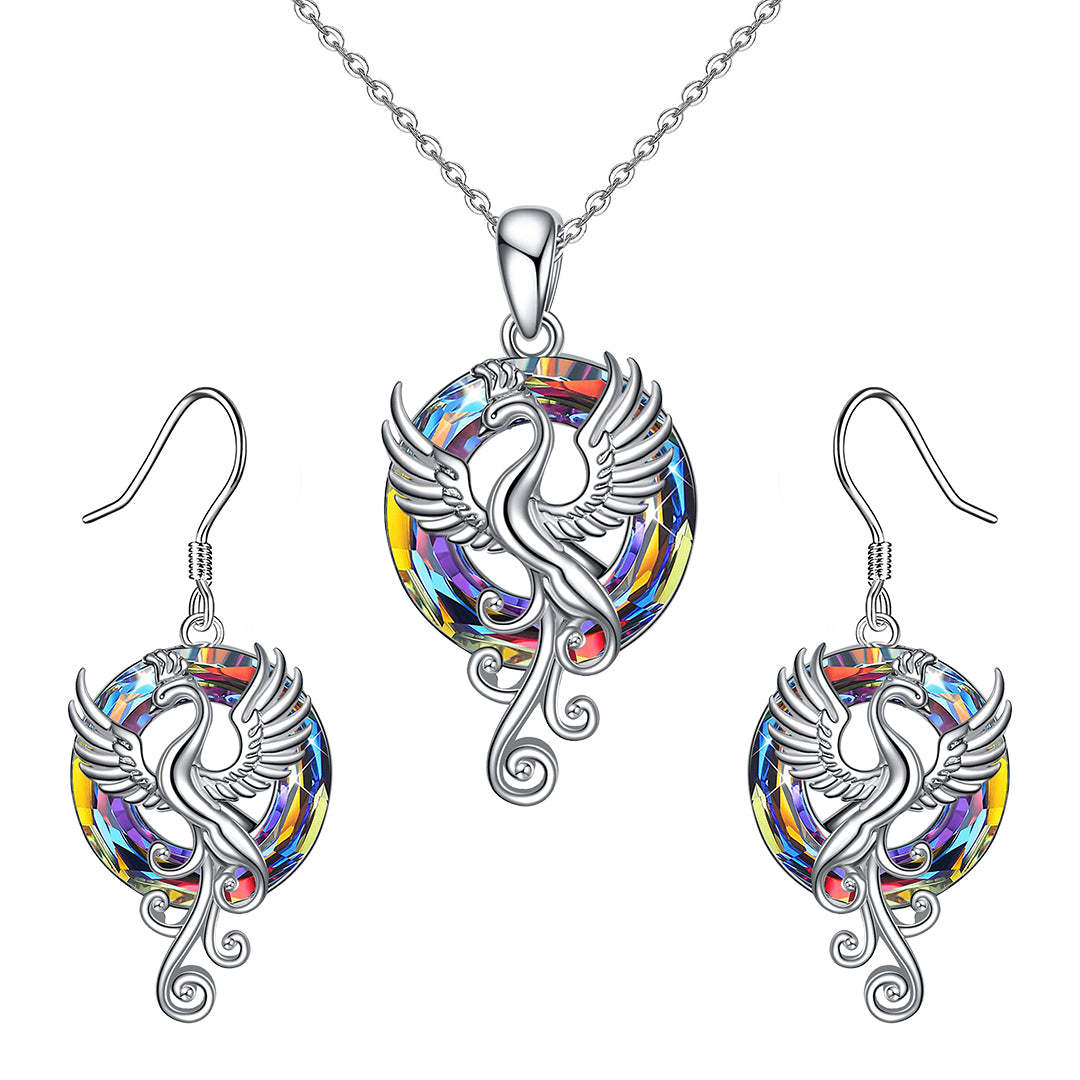 S925 The Fire inside Me  Burns Brighter  than the Fire around Me Flying Phoenix necklace