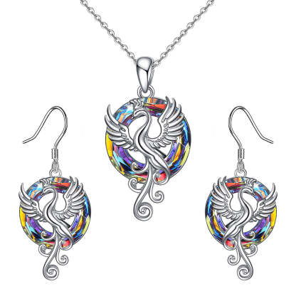 S925 The Fire inside Me  Burns Brighter  than the Fire around Me Flying Phoenix necklace