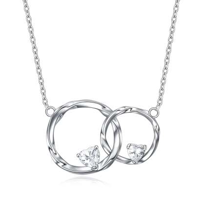 For Granddaughter - S925 The Love Between A Grandmother and Granddaughter is Forever Linked Circle Heart Necklace