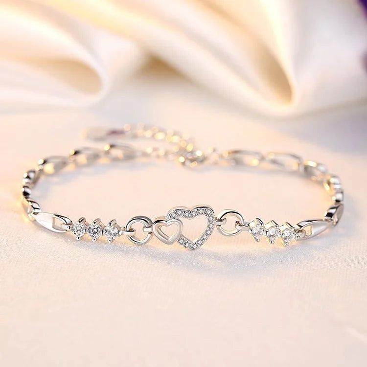 S925 Mother & Daughter Big Heart and Little Heart Bracelet