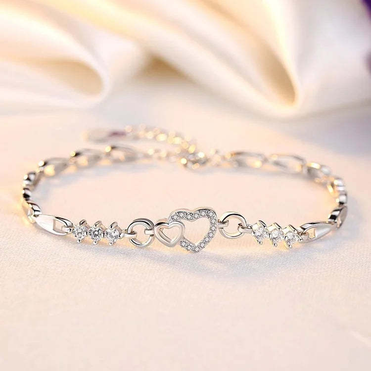 S925 Mother & Daughter Big Heart and Little Heart Bracelet