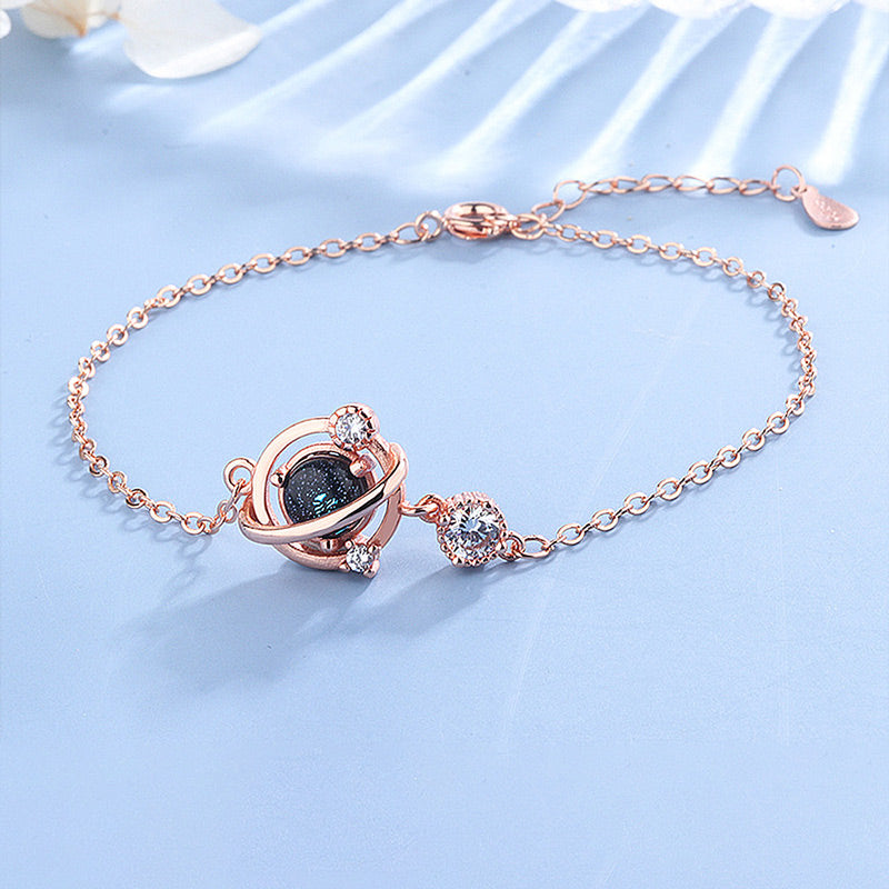 For Daughter - S925 The Darkest Nights Produce The Brightest Stars Crystal Planet Bracelet