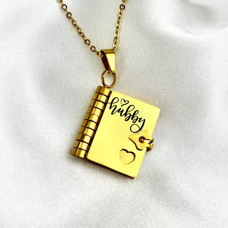 For Husband - My Hubby Book Necklace