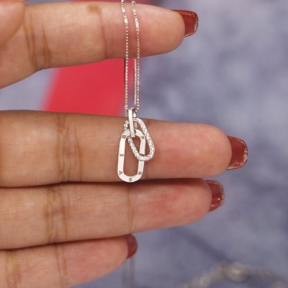 S925 Mother And Daughter Forever As One Forever Linked Necklace Silver