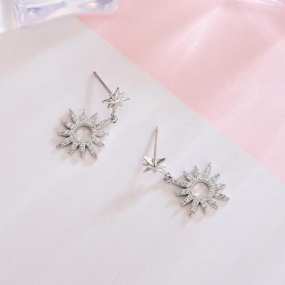 S925 Sparkle Octagram Earrings