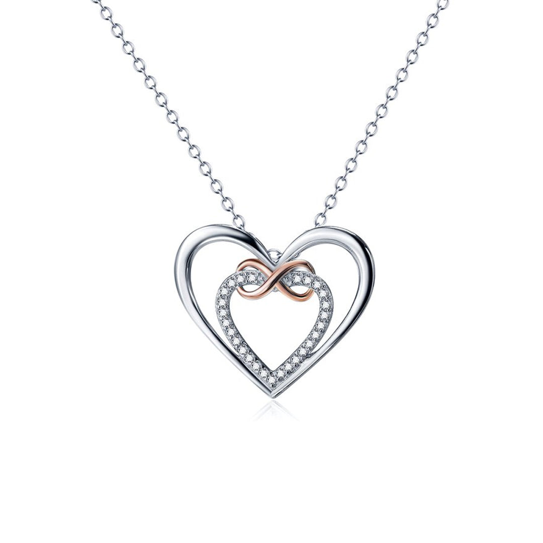 For Granddaughter - S925 Grandmother and Granddaughter Forever Linked Together Two hearts Infinity Necklace