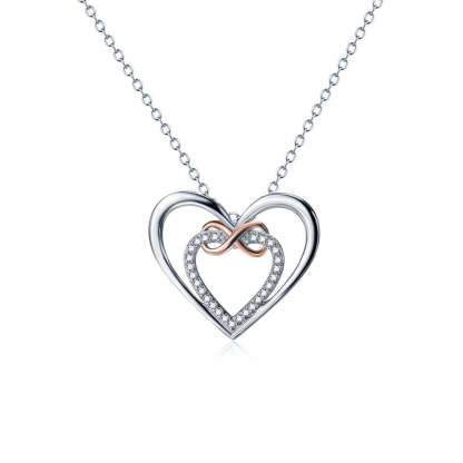 For Daughter - S925 Mother & Daughter Forever Linked Together Two Hearts Infinity Necklace