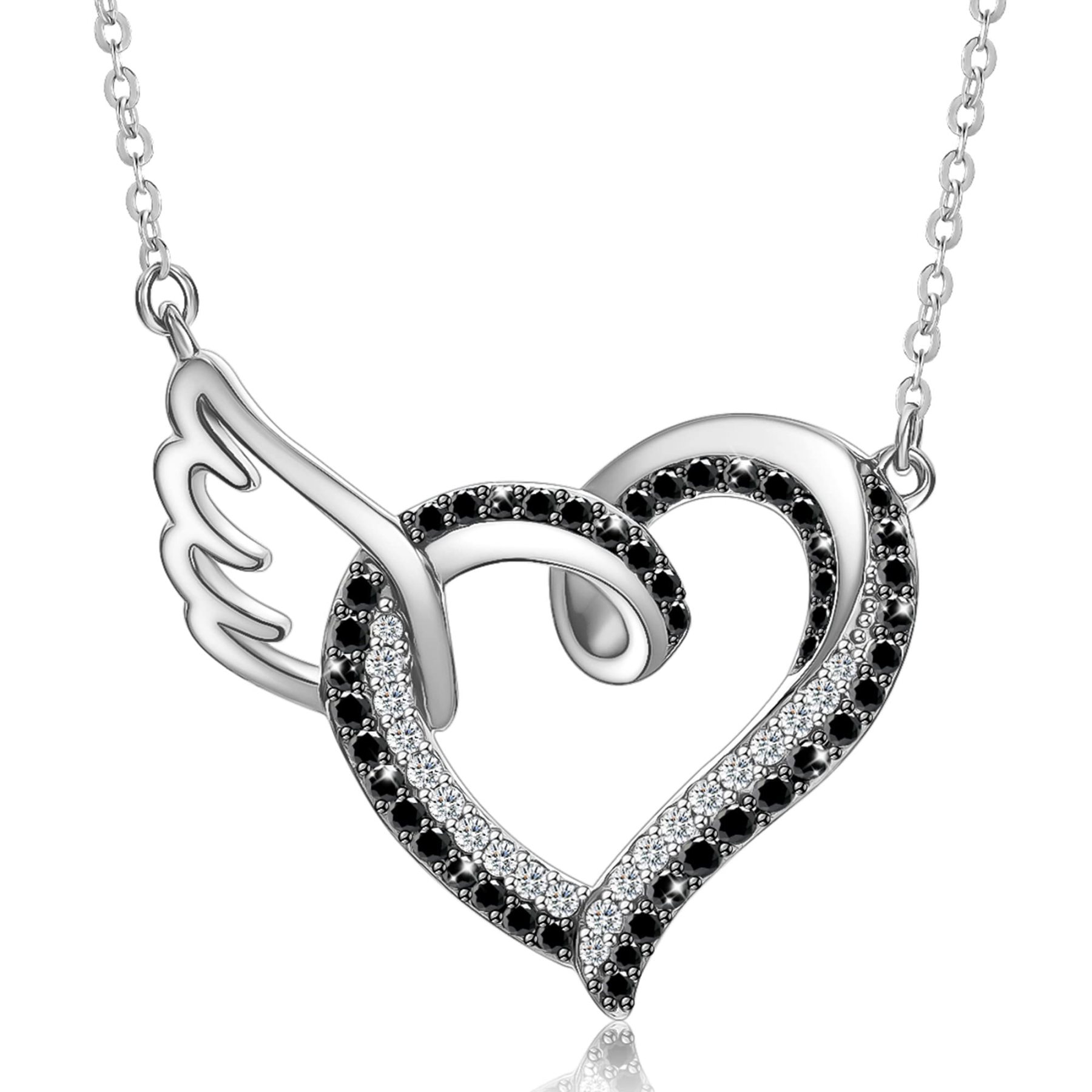 For Memorial - S925 I Will Love You for Every Second of Mine Black Diamond Necklace
