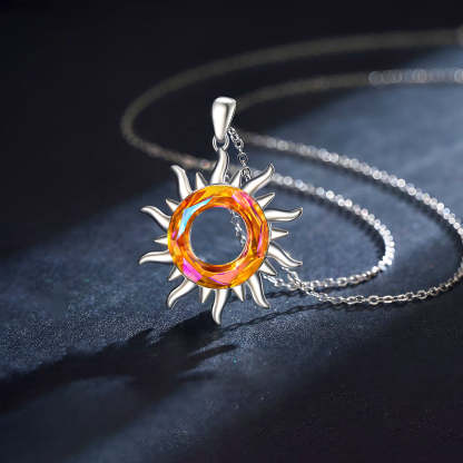 For Daughter - S925 Don't Let Anything Dim Your Shine Crystal Circle Sun Necklace