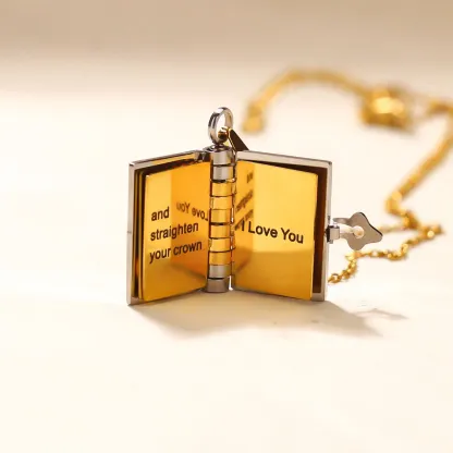 For Daughter - Straighten Your Crown Book Necklace