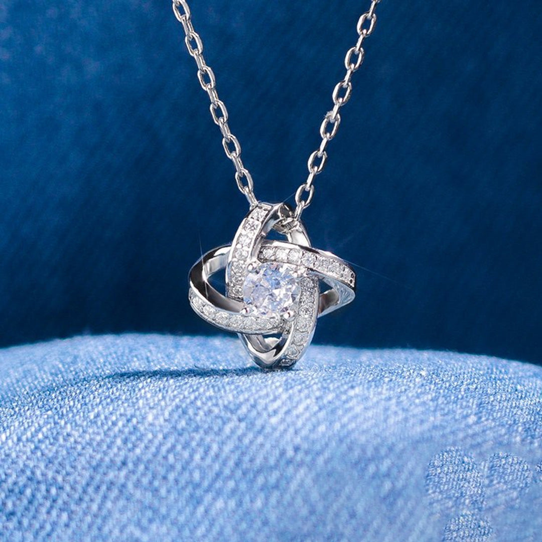 For Daughter - S925 Always Keep Me in Your Heart for You are Always in Mine Knot Necklace