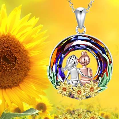 For Sister - S925 A Sister Is GOD's Way Of Making Sure We Never Walk Alone Crystal Necklace