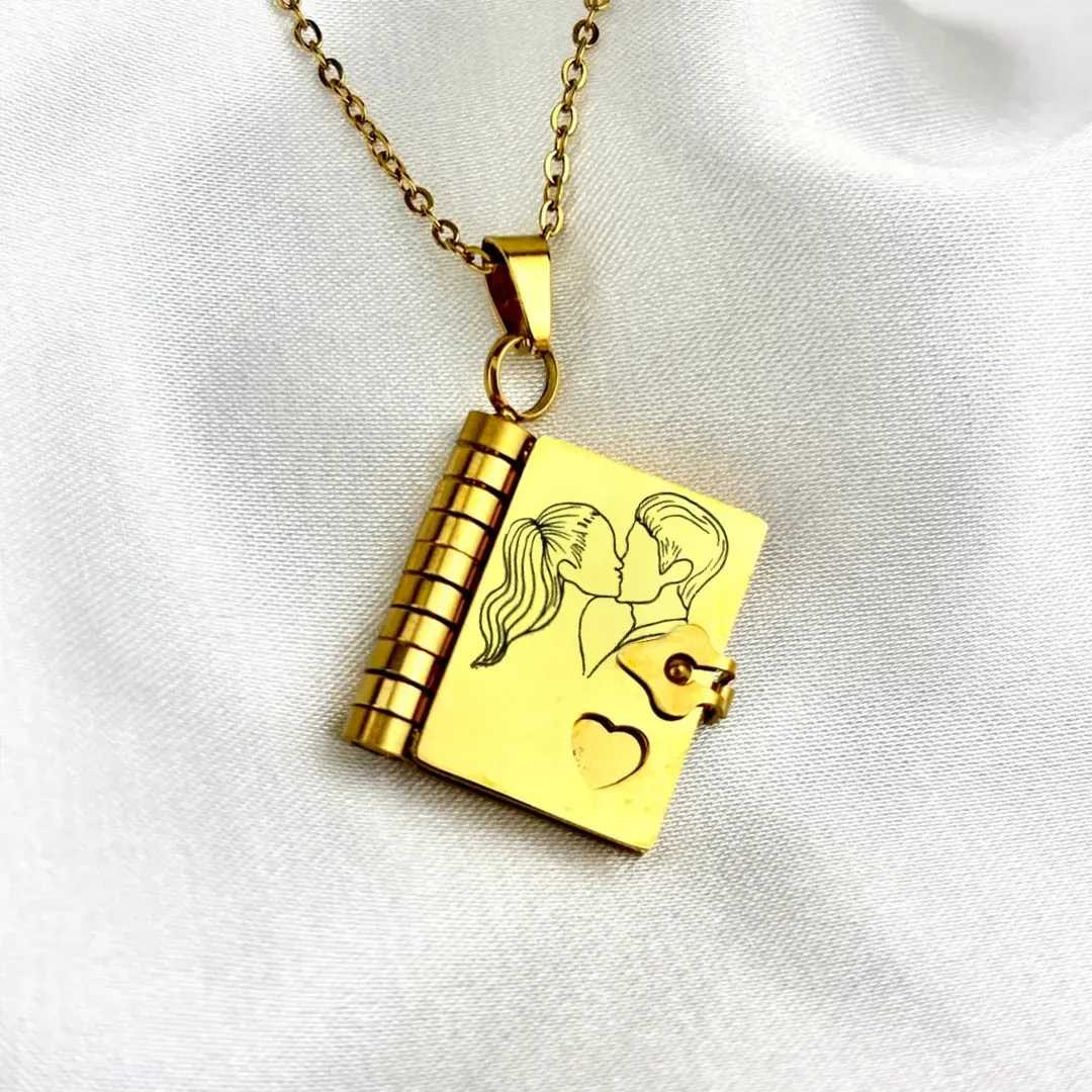 For Love - I Love You Book Necklace