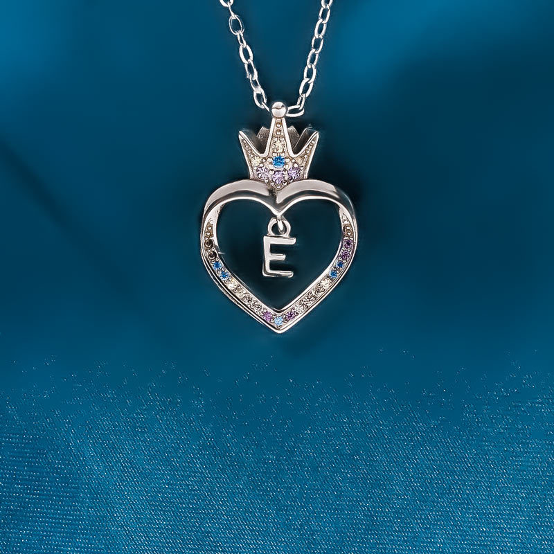 For Daughter - S925 Whenever You Feel Overwhelmed Remember Whose Daughter You are Crown Initial Necklace