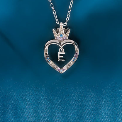 For Daughter - S925 Whenever You Feel Overwhelmed Remember Whose Daughter You are Crown Initial Necklace