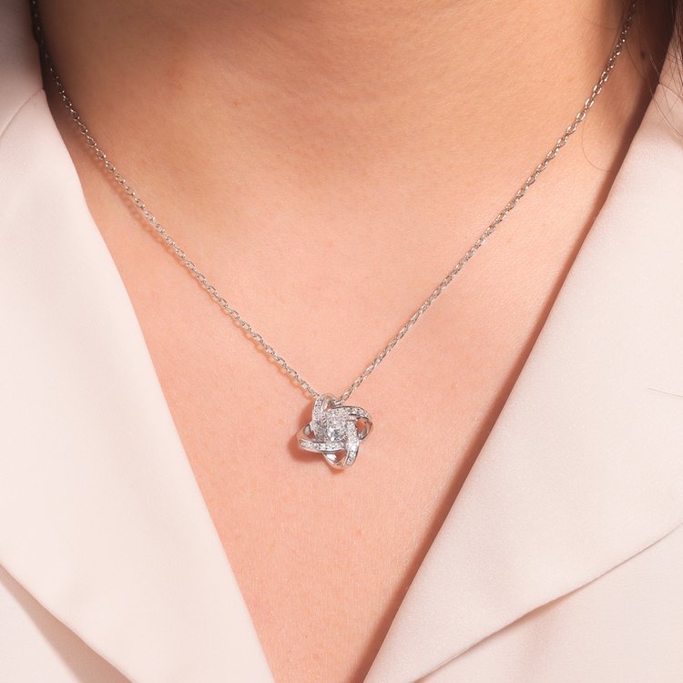 For Daughter - S925 Always Keep Me in Your Heart for You are Always in Mine Knot Necklace
