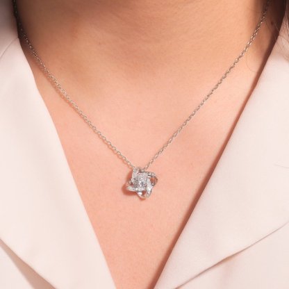 For Daughter - S925 Always Keep Me in Your Heart for You are Always in Mine Knot Necklace