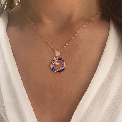For Love - S925 I Love You more as Time Goes By Crystal Rose Necklace