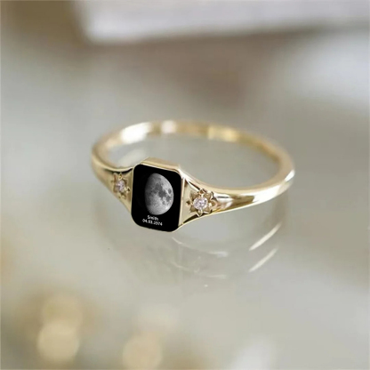 Personalized Moon Phase Ring, Sparkling Moon Phase Ring