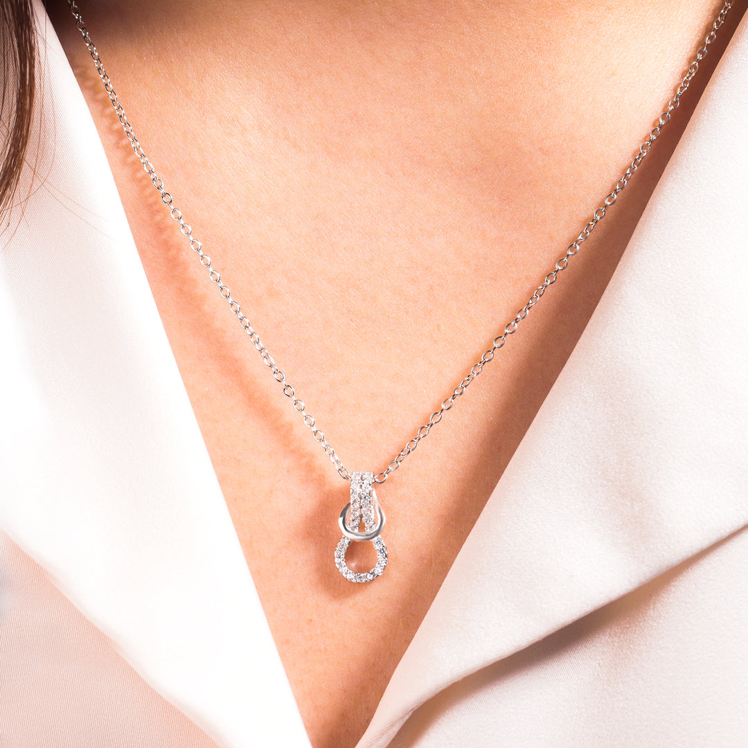 S925 Mother and Daughter Forever Linked Together Infinity Knot Necklace