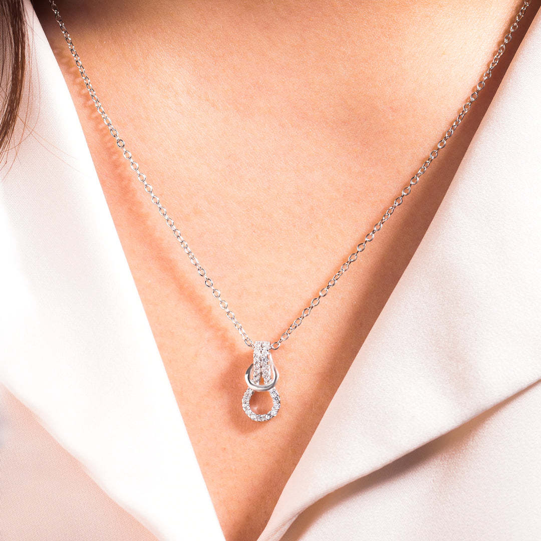 S925 Mother and Daughter Forever Linked Together Infinity Knot Necklace