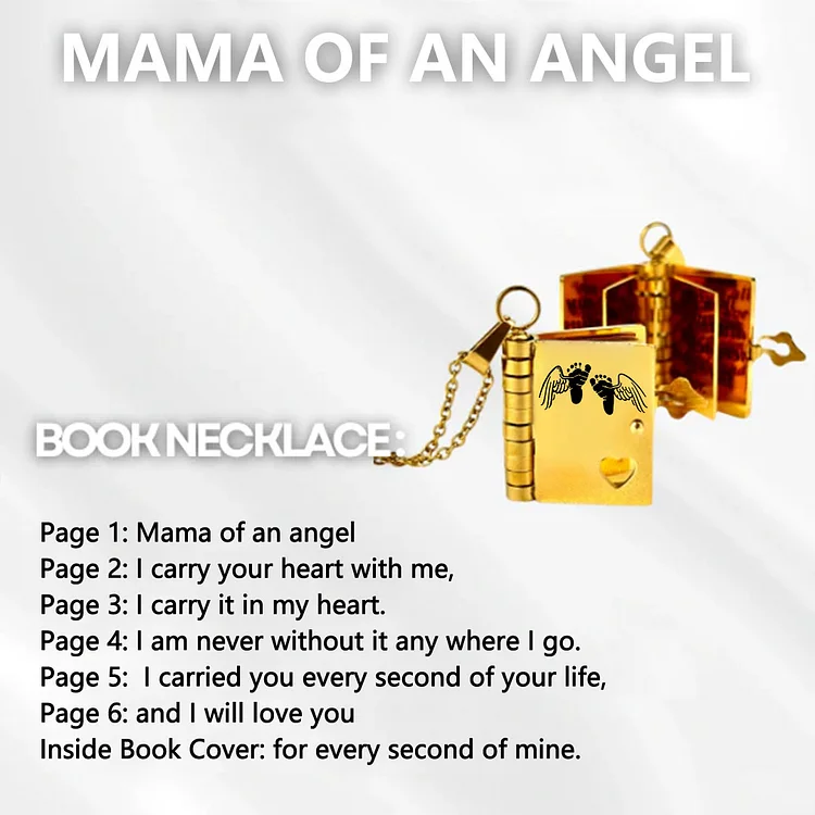 For Memorial - Mama of An Angel Book Necklace