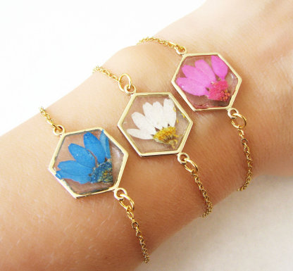 Handmade Dried Flower Birth Flower Bracelet