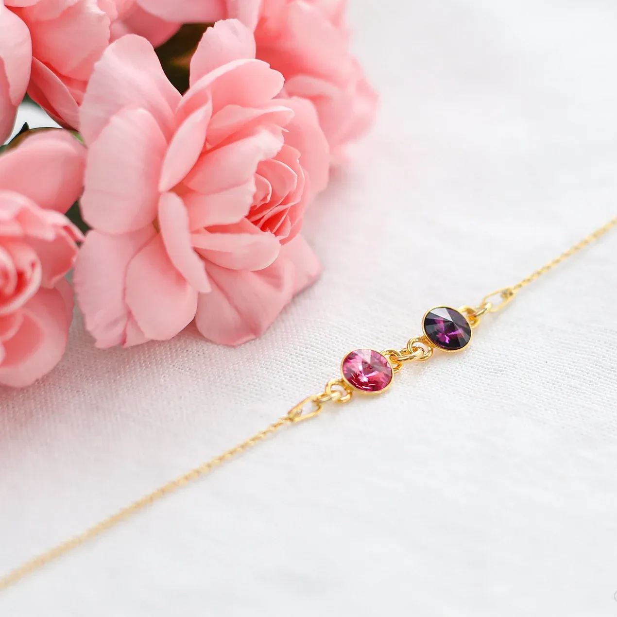 Grandmother And Granddaughter Forever Linked Together Custom Birthstones Bracelet