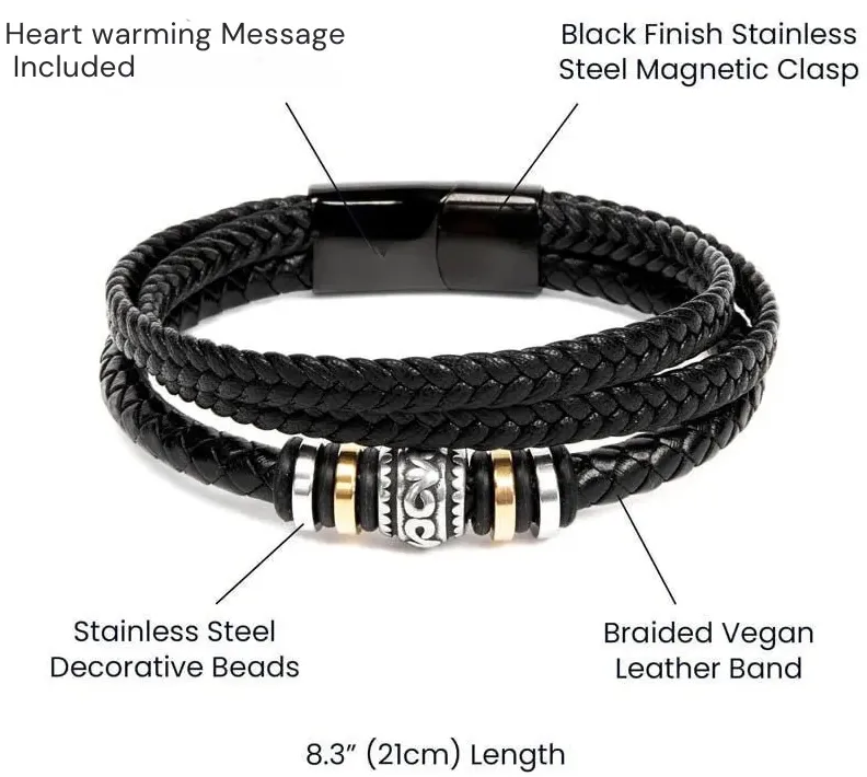 To My Bonus Son - I Will Always Love You Vegan Leather Bracelet