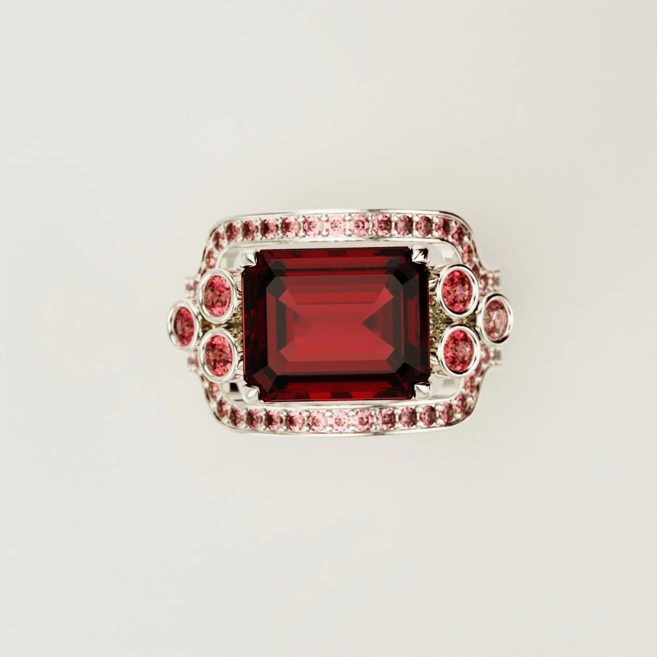 S925 Crimson Love Emerald-Cut Garnet Ring