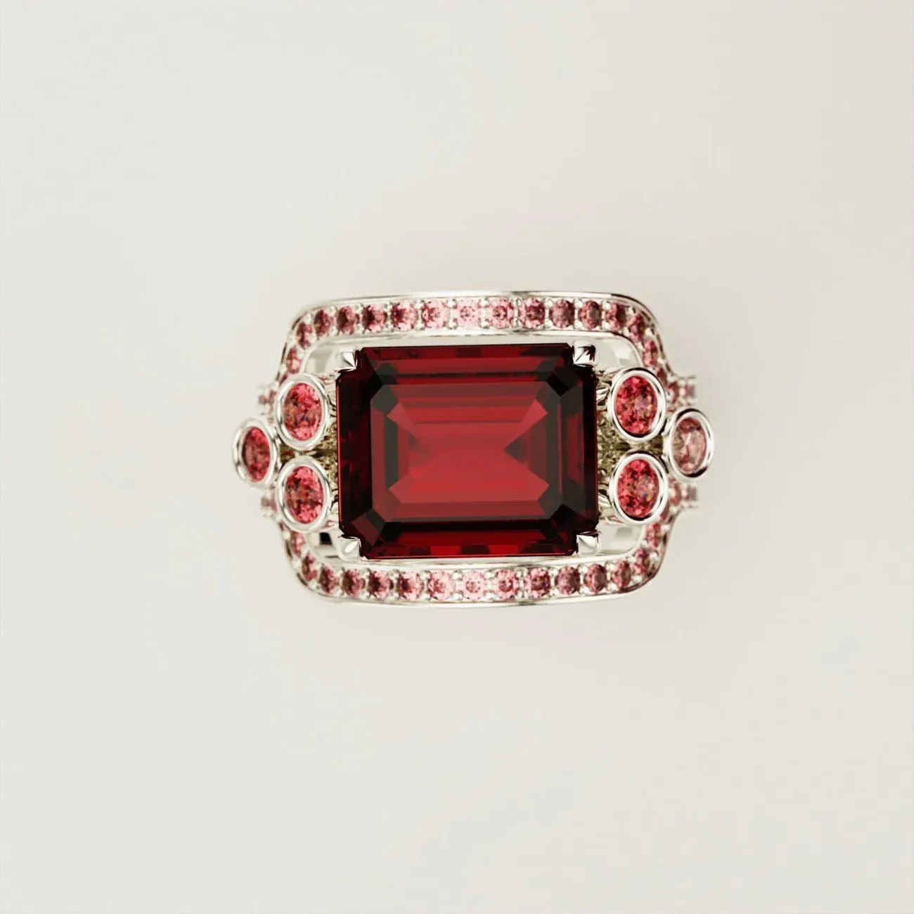 S925 Crimson Love Emerald-Cut Garnet Ring