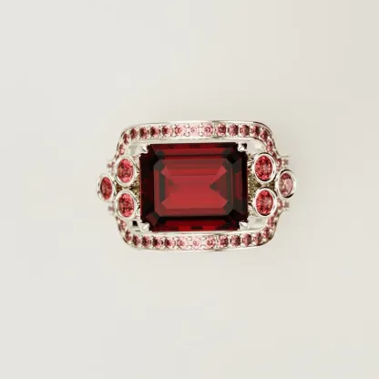 S925 Crimson Love Emerald-Cut Garnet Ring