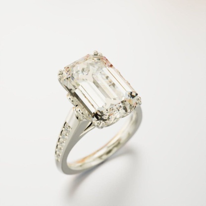 For Memorial - S925 Emerald Cut Diamond Ring