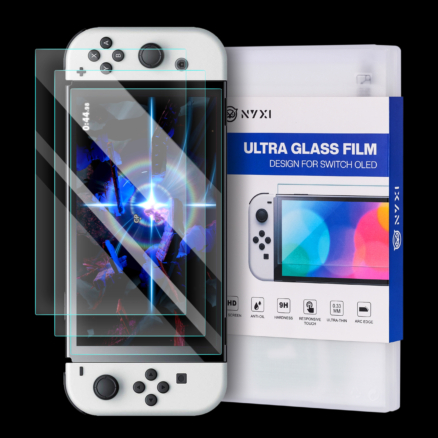 NYXI Tempered Glass Screen Protector for Switch OLED (3-Pack)