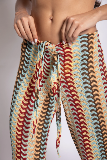 U-neck color-blocked halter swimsuit set