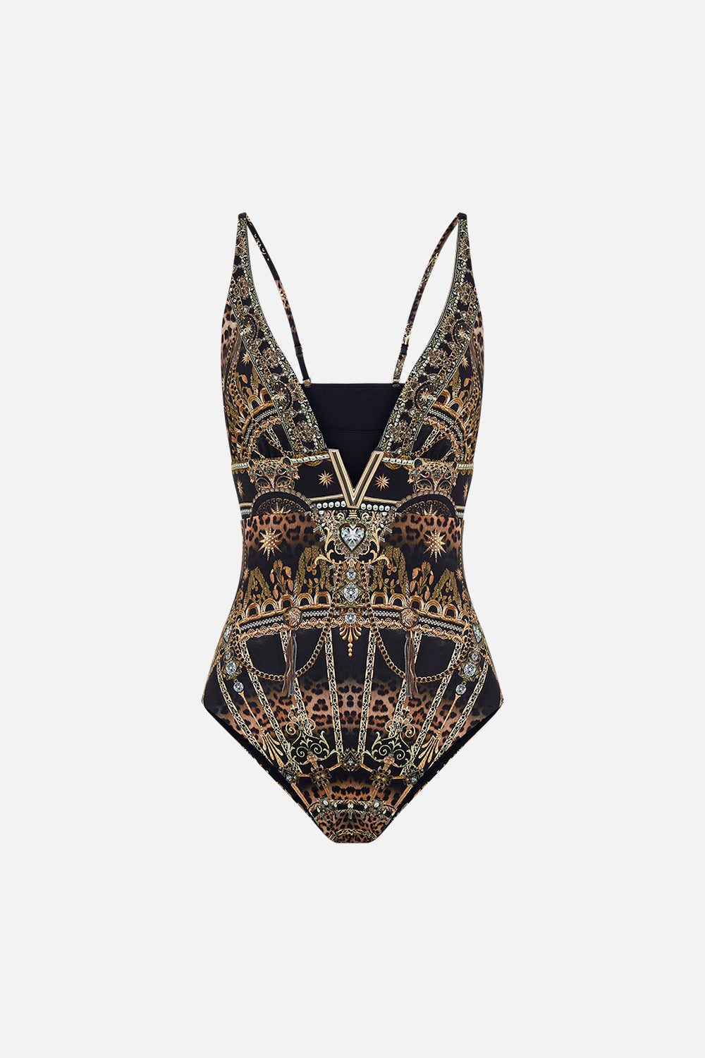 [Copy]Bow-tie Shoulder Tropical Plant Pattern Printed One Piece Swimsuit and Pants