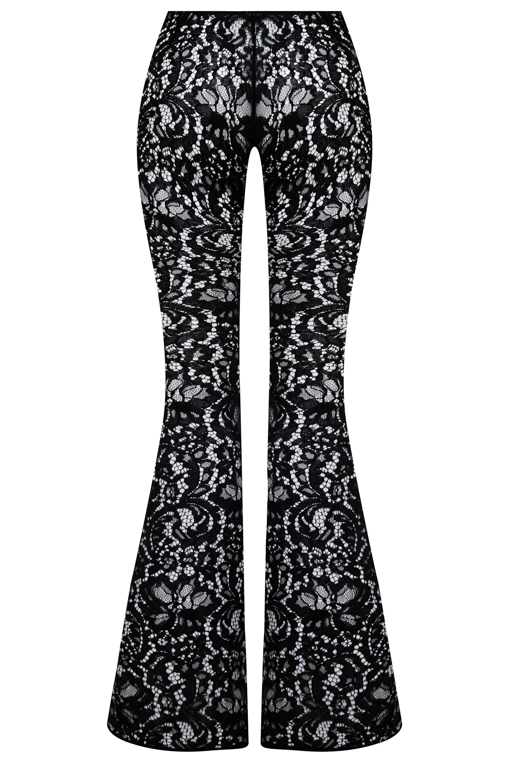 Fitted Long-Sleeved Tunic And Trousers With Lace Design